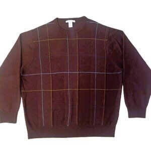 Geoffrey Beene Sweater Jersey Mens sz XXL Maroon Window Pane Front